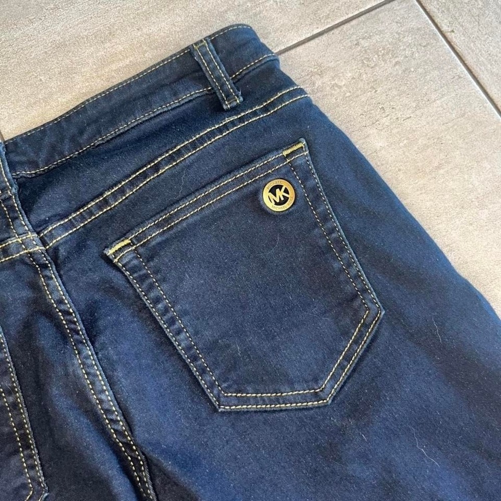 Michael Kors Izzy Skinny Jeans Womens 8 Dark Indigo Blue Stretch Denim MK Logo - Picture 5 of 6